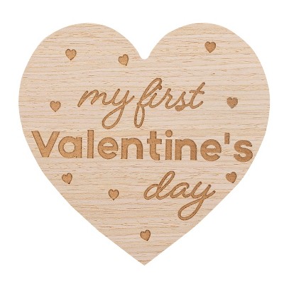 Pearhead Wooden Photo Card - Brown - Baby's First Valentine's Day Gift