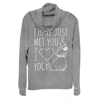 Junior's Up Dug Just Met You Love You Cowl Neck Sweatshirt - Gray Heather -  2x Large : Target