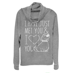 Juniors Womens Up Dug Just Met You Love You Cowl Neck Sweatshirt - 1 of 4