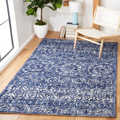 Trace TRC701 Hand Tufted Area Rug - Navy/Ivory - 6'x9' - Safavieh.