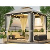 Gulches 10x10ft Soft Top Metal Gazebo with Mosquito Net, Sunshade Curtains, Sturdy Heavy Duty Double Roof Canopy, Steel for Gardens, Patio, Backyard - 2 of 4