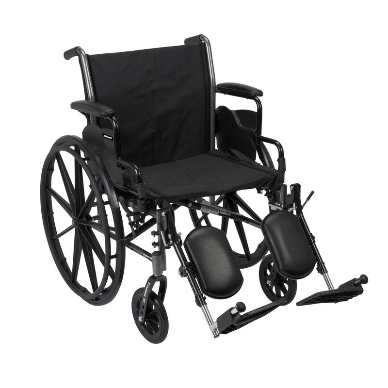 Drive Medical Cruiser III Light Weight Wheelchair with Flip Back Removable Arms, Desk Arms, Elevating Leg Rests, 20" Seat, 2 of 4
