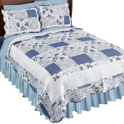 Collections Etc Hadley Floral Patchwork Reversible Lightweight Quilt