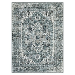 Washable Vintage Printed Rug Non Slip Low Pile Rug Soft Retro Throw Floor Cover Foldable Indoor Carpet for Living Room Bedroom Playroom Nursery - 1 of 4
