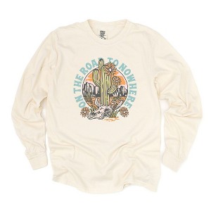 Simply Sage Market Women's On The Road To Nowhere Long Sleeve Garment Dyed Tee - 1 of 2