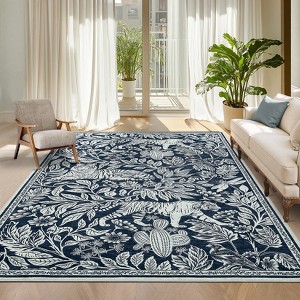 Modern Tiger Woodcut Area Rug 5x7 Soft Washable Rug for Living Room/Bedroom, Non Shedding Stain Resistant Thin Low Pile Foldable Floor Carpet - 1 of 4