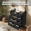 32" Fluted 4-Drawer Dresser - Modern Wooden Chest with Metal Handles, Storage Organizer & TV Stand for Bedroom, Living Room & Hallway. - 4 of 4