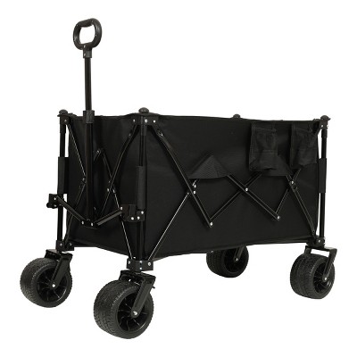 YONWAY Heavy-Duty All-Terrain Folding Utility Wagon Cart with Large Beach Wheels, Adjustable Handle,480lbs Capacity,for Camping, Beach