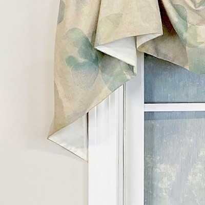 Linen Floral Watercolor 3-Scoop Empire Valance in Beige and Green
