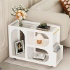 Accent Tables with Drawer, End Table with Lockable Wheels, Nightstand with Open Storage Compartments-Cuddlewood - 2 of 4
