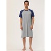 Lars Amadeus Men's Short Sleeves Comfy Contrast Color Loose Fit Nightshirts 2 Pack - 2 of 4
