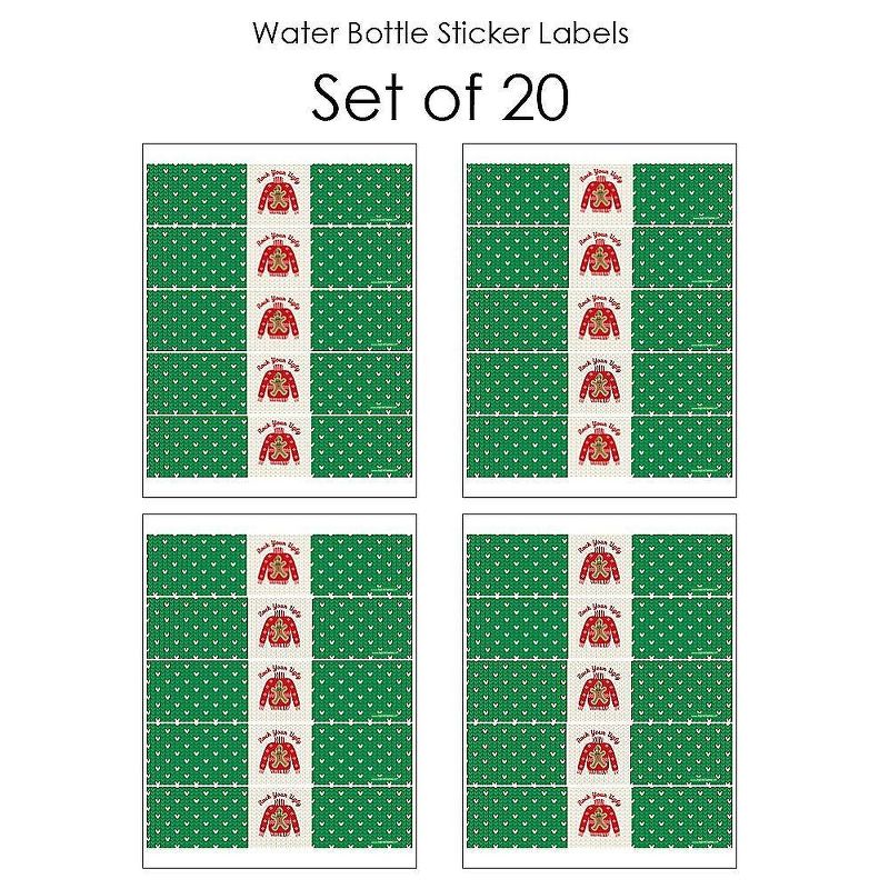 Big Dot of Happiness Ugly Sweater - Holiday and Christmas Party Water Bottle Sticker Labels - Set of 20, 3 of 7