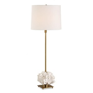 Uttermost Caronia Buffet Lamp-Elegant Coral Base with Ivory Linen Shade - 1 of 4