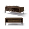 LuxenHome Dark Oak with Basket Weave Design Manufactured Wood 1-Sliding Door Coffee Table Brown - 4 of 4