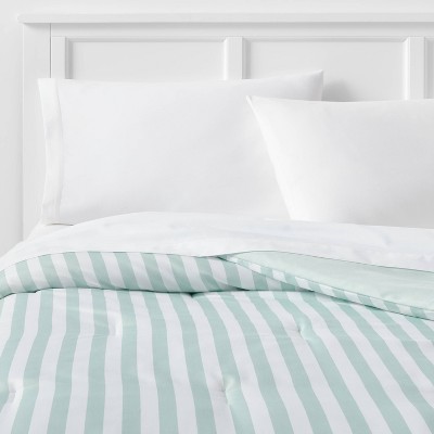 Twin/Twin Extra Long Microfiber Reversible Stripe Comforter Mint Green - Room Essentials™