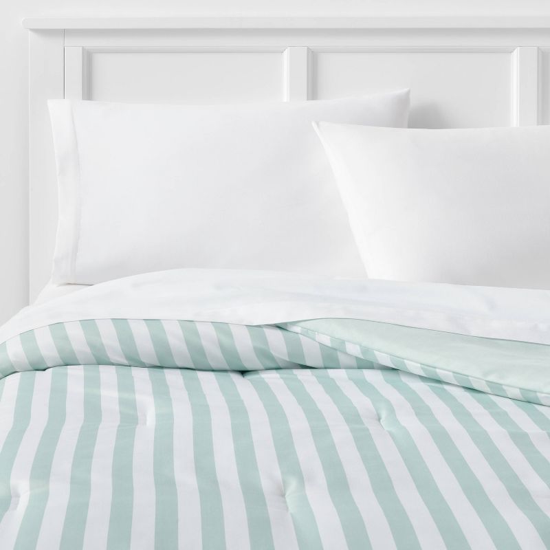 Microfiber Reversible Stripe Comforter Mint Green - Room Essentials™, 1 of 7