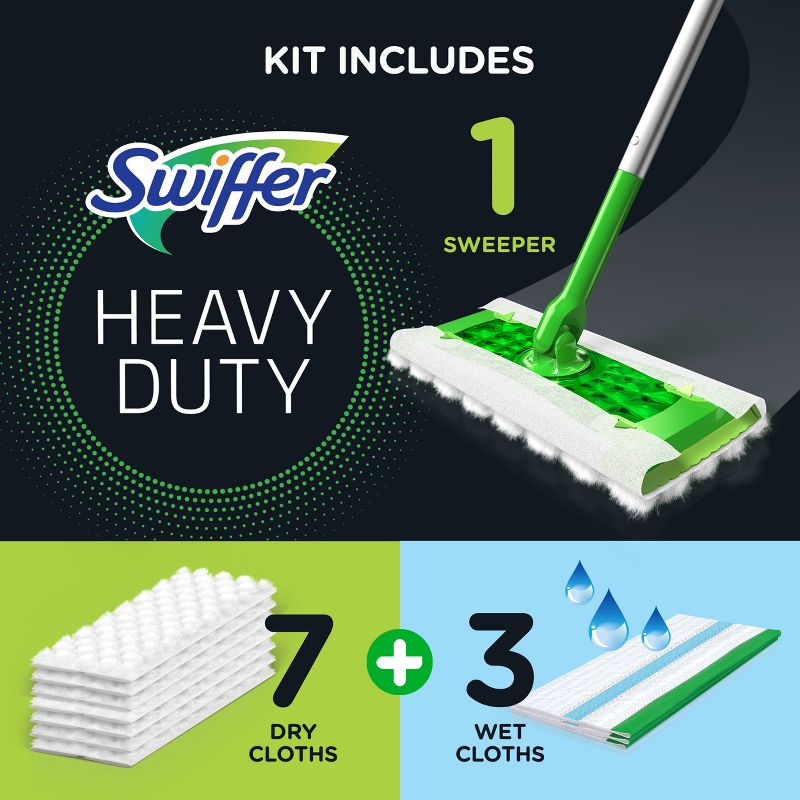 Swiffer Sweeper 2-in-1 Dry + Wet Floor Mopping and Sweeping Kit 1 Sweeper, 7 Dry Cloths, 3 Wet Cloths, 5 of 24