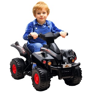 Qaba Kids ATV, 6V 4 Wheeler Kids Quad Car, Battery Powered Electric Ride on Toy with Music for Boys  & Girls Ages 2-6 Years, Black - 1 of 4