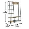 TiramisuBest Natural Oak Hall Tree: Multistorage Marvel with 1 Mirror and Adjustable Legs for Customized Functionality! - 3 of 4