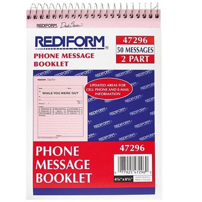 Rediform While You Were Out Message Pad 4.25" x 6.25" Unruled Pink 518498