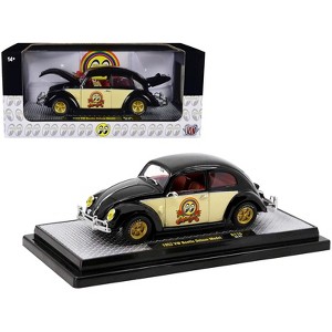 1952 Volkswagen Beetle Deluxe Model Black w/Cream Sides & Red Interior Ltd Ed to 5250 pcs 1/24 Diecast Model Car by M2 Machines - 1 of 3