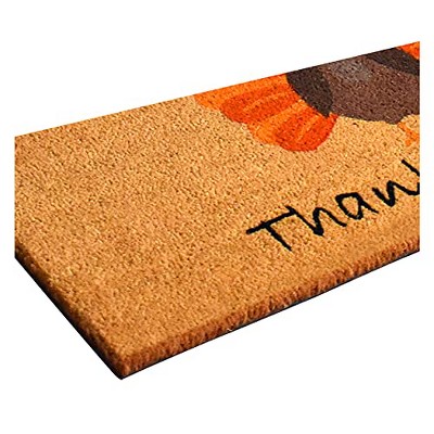 Happy Thanksgiving Coir Doormat with Turkey Design, 17" x 29"
