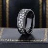 Jewelry Avalanche 8mm Beveled Black IP Honeycomb & Meteorite Inlay Tungsten Carbide Mens Wedding Band - 2 of 4