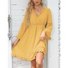 WhizMax 2024 Long Sleeve Dress for Women Wrap V-Neck Bell Sleeve A-line Knee Length Dress Ruffle Flowy Swing Dresses - 3 of 4