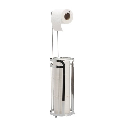 Toilet Paper Holder Stand Tissue Paper Roll Dispenser with Shelf for B