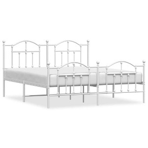vidaXL White California King Metal Bed Frame with Headboard & Slats, No Mattress, Easy Assembly - 1 of 4