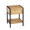 KTMBDW Nightstand - Rattan Decor Drawer Night Stand, Bedside Table Boho End Tables Side Tables with Storage Shelf for Bedroom, Small Space - 3 of 4