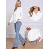 INSPIRE CHIC Women's Button Down Collared V Neck Long Sleeve Casual Blouse - 2 of 4