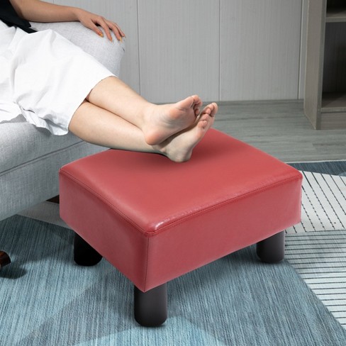 Modern Small Faux PU Leather Footstool Ottoman Footrest Stool Seat Chair Foot  Stool,Black 