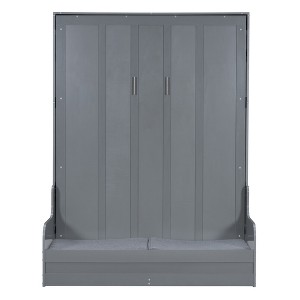 TiramisuBest Queen Size Murphy Bed Wall Bed with Cushion - Gray MDF+LVL Design - 1 of 4