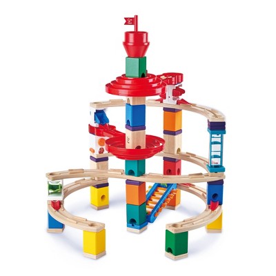 Hape E6024 Quadrilla Super Spirals Multi-Color Wooden Marble Educational Toy Run Construction Building Set for Ages 4 & Up, 101-Piece