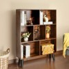 Aoibox Mid-Century Modern 3 Tier Cube Bookshelf Rustic Brown Wood Storage Organizer Shelf with Legs for Living Room Bedroom Office - 4 of 4