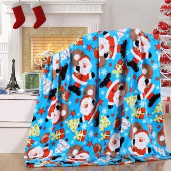 Plazatex Holiday Santa Design Micro Plush Throw Blanket - 50x60" Multicolor