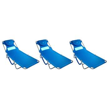 Ostrich Comfort Lounger Face Down Sunbathing Chaise Lounge Beach Chair (3 Pack)