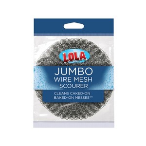 LOLA Steel Wool Wire Scouring Pad, Jumbo 4", Galvanized Steel Wire, Heavy Duty, Highly Abrasive Scrubber, for Pots, Pans, Ovens, Grills - 1 Pack - 1 of 4