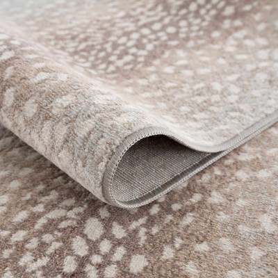 Gray and Beige Antelope Print Medium Pile Area Rug