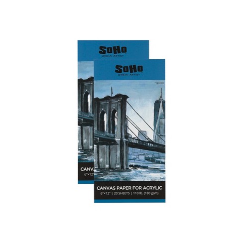 Soho Urban Artist 180 GSM Acrylic Canvas Paper Pad 6x12 in 20-Sheets, White