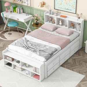 PAGED Twin Size Storage Bed Modern Pine Bed Frame with 2 Drawers and Headboard for Bedroom, Easy Assembly - 1 of 4