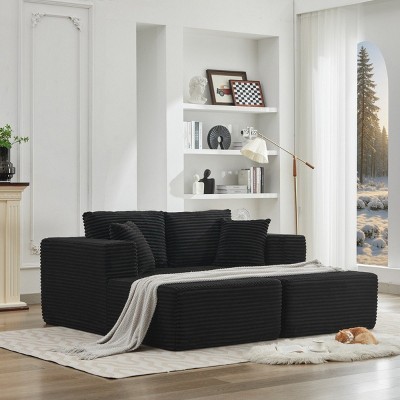 76" L-Shaped Cloud Sectional Couch with Double Chaise,Deep Seat Corduroy Modular Sofa Couch for Living Room,Cloud Sectional Sofa-Baofuwish