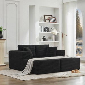 76" L-Shaped Cloud Sectional Couch with Double Chaise,Deep Seat Corduroy Modular Sofa Couch for Living Room,Cloud Sectional Sofa-Baofuwish - 1 of 4