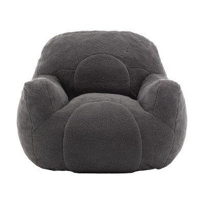 GlasFlength Bean Bag Seats Comfortable Premium Memory Foam Lounge Chair with Tufted Design for Living Room Dorm, Gray, 41.4"*38.7"*30"
