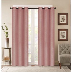 Embossed Solid Blackout Grommet Curtain Panels (Set of 2) - 1 of 3