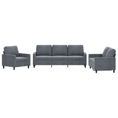 vidaXL Sofa Set Dark Gray Velvet (100% polyester), metal, plywood, foam