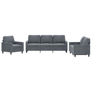 vidaXL Sofa Set Dark Gray Velvet (100% polyester), metal, plywood, foam - 1 of 4