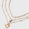 Valentine's Day Gold 3 Row With Textured Heart Necklace - A New Day™ Gold - 4 of 4