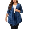 Agnes Orinda Women's Plus Size Elegant 3/4 Sleeve Star Print Shrug Cardigan - 2 of 4